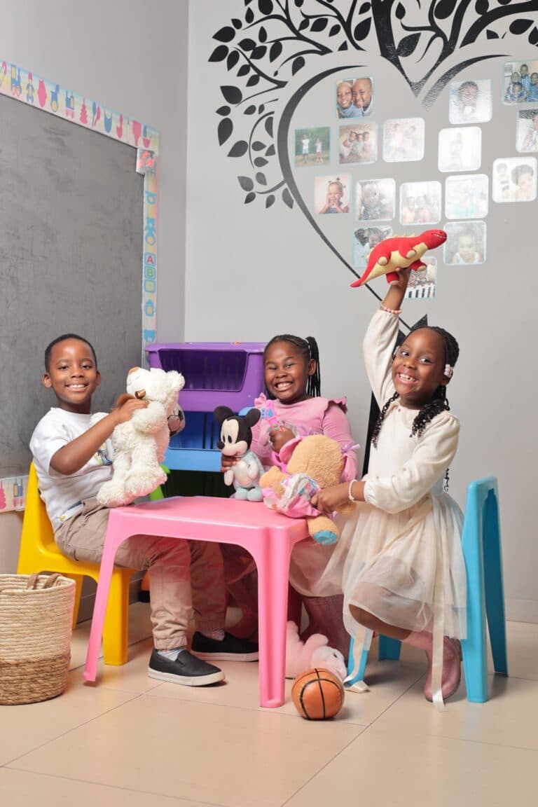 Children playing at a small table